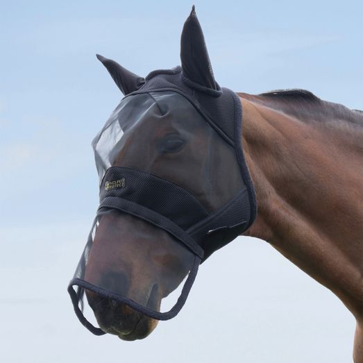 Hy Equestrian Armoured Protect Full Fly Mask With Ears&amp;Nose Black