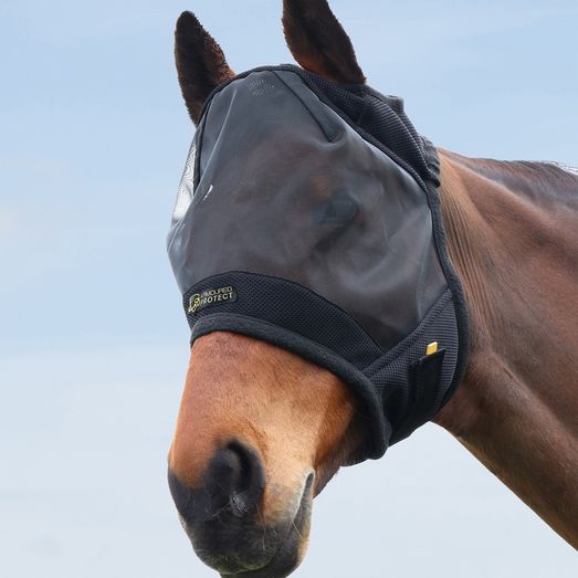Hy Equestrian Armoured Protect Half Fly Mask Without Ears Black