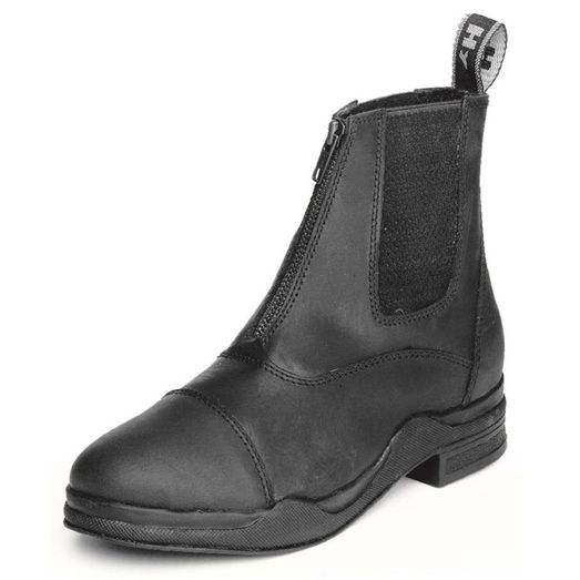 Hy Equestrian Wax Leather Zip Boots Black