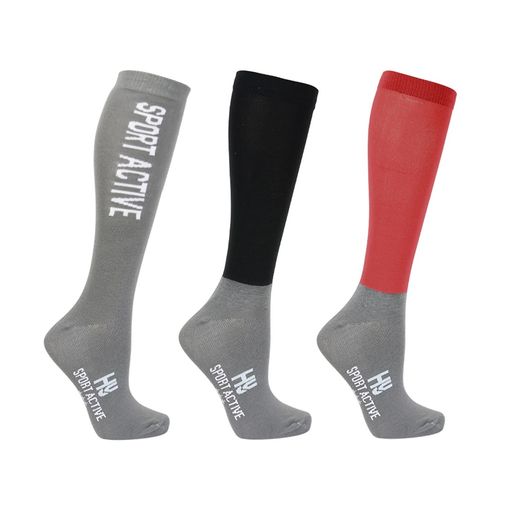 Hy Sport Active Young Rider Riding Socks Child Rosette Red