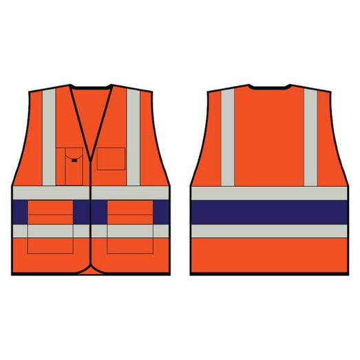Orange Executive Vest With Navy Blue Band