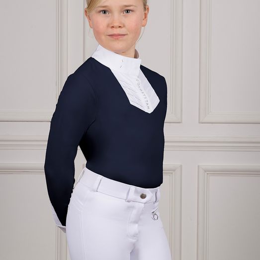 Coldstream Ng L/S Roslin Ruffled Crystal Show Shirt Child Navy