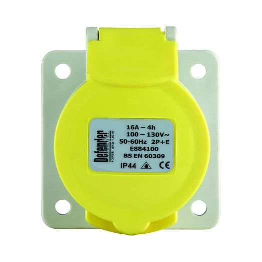 16A Panel Socket - Yellow 110V - 110V