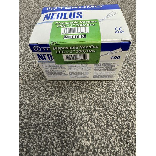 Terumo® Disposable Needles 20G x 1" -  Box of 100 - CLEARANCE SPECIAL!