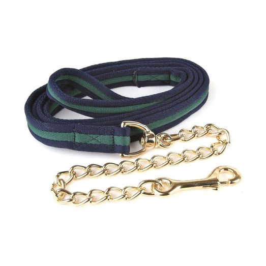 Hy Equestrian Soft Webbing Lead Rein With Chain Navy/Green