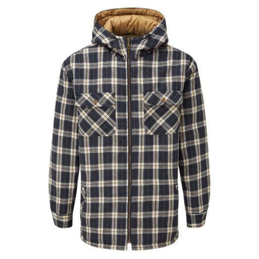 Fort Penarth Hooded Borg Lined Shirt Blue