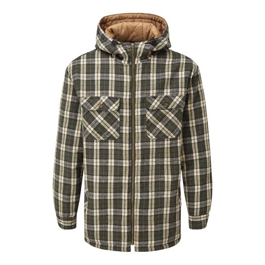 Fort Penarth Hooded Borg Lined Shirt Green