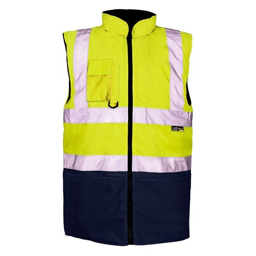Hi-Vis Reflective 2-Tone Bodywarmer Yellow/Navy