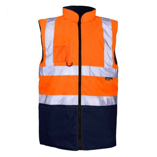 Hi-Vis Reflective 2-Tone Bodywarmer Orange/Navy