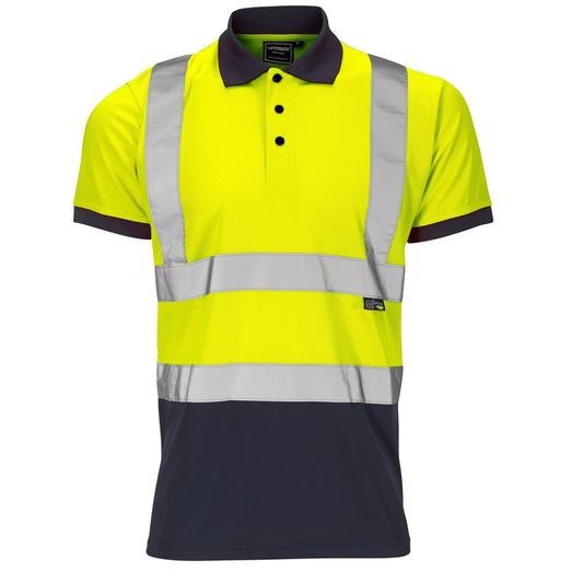 Hi Vis Reflective 2 Tone Polo Shirt Yellow/Navy