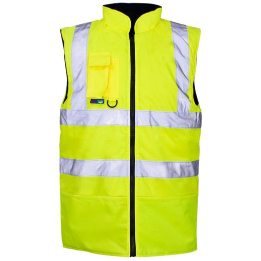 Hi-Vis Reversible Fleece-Lined Bodywarmer Yellow