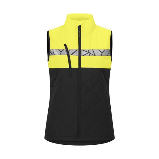 Pro-Job Progression 7701 Ladies Quilted Vest Black/Yellow
