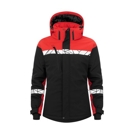 Pro-Job Progression 7418 Ladies Padded Softshell Jacket Black/Red