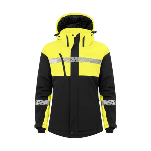 Pro-Job Progression 7418 Ladies Padded Softshell Jacket Black/Yellow