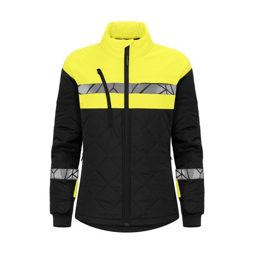 Pro-Job Progression 7421 Ladies Lightweight Quilted Jacket Black/Yellow