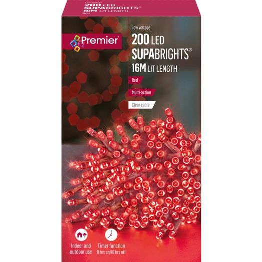 Premier 200 LED Multi Action Supabrights With Timer - Red