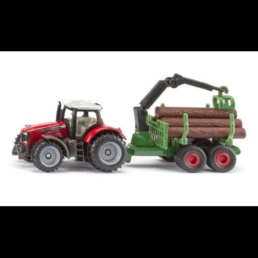 Siku Massey Ferguson With Forestry Trailer