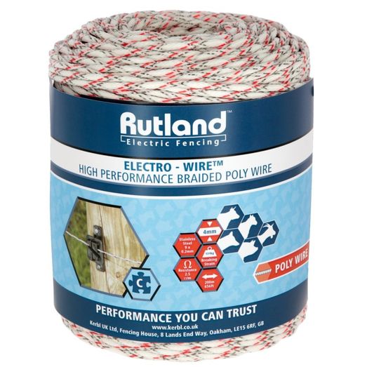 Rutland Braided wire, 200m, white/red
