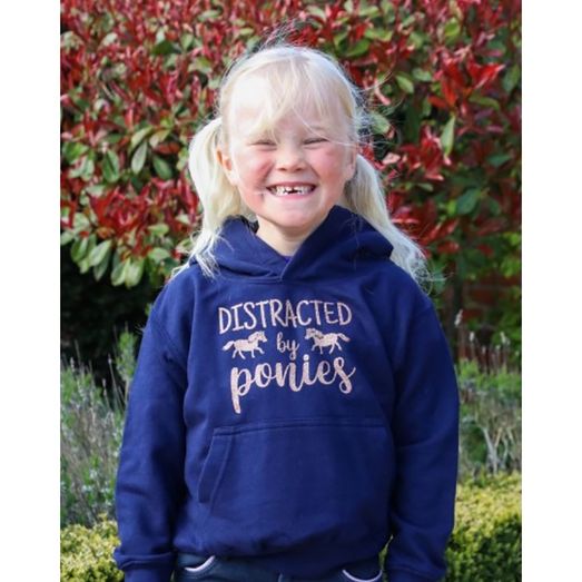 Bcc Distracted By Ponies Glitter Hoodie 64 Navy/Rose Gold