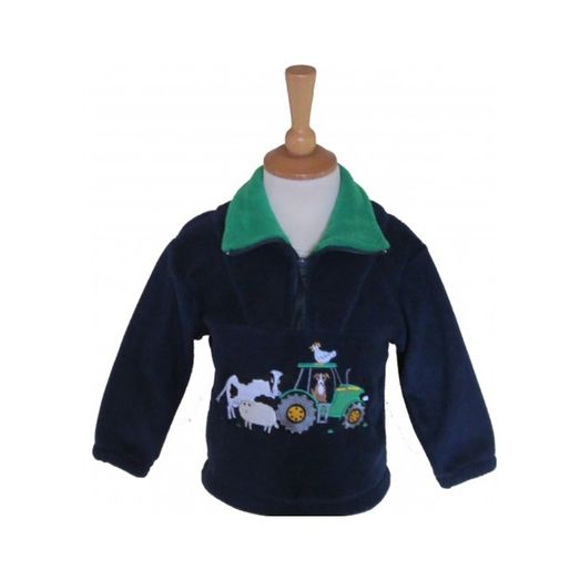 Bcc Farmyard Childrens Fleece Jacket 60 Navy/Green Trim