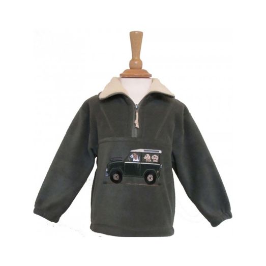 Bcc Offroader &amp; Dogs Childrens Fleece Jacket Olive/Cream Tri 69 Olive/Cream Trim