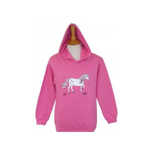 British Country Collection Dancing Unicorn Childs Hoodie - P 71 Pink