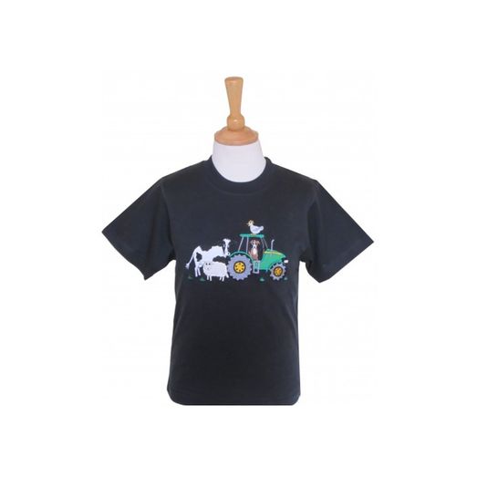 British Country Collection Farmyard Childrens T-Shirt - 68 Navy