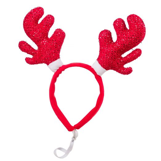 House Of Paws Sparkle Antlers Headband Red