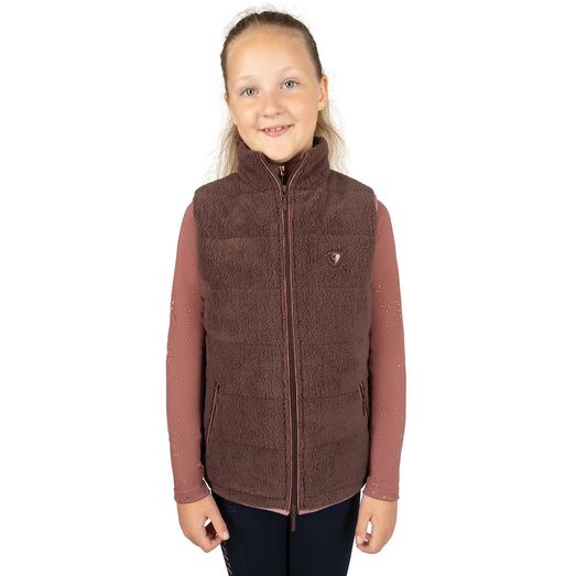 Hy Equestrian Elevate Evolution Mizs Teddy Fleece Gilet Chocolate/Dusty Rose