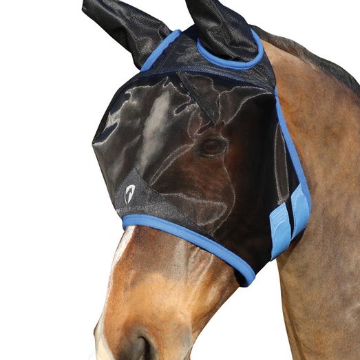 Hy Equestrian Mesh Half Mask With Ears Black/Palace Blue