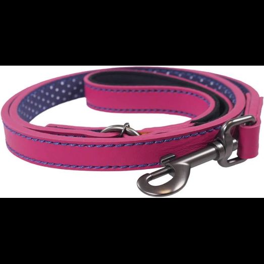 Joules Leather Dog Lead Navy Pink