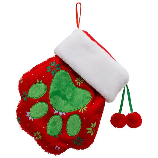 Kong Holiday Stocking Paw Dog Toy Red