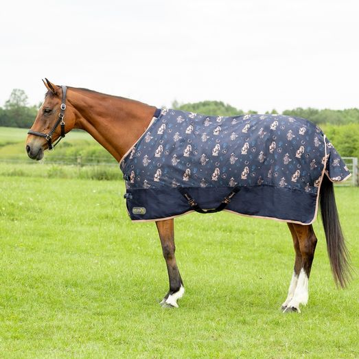 Stormx Original 0g T/O Rug Thellwell Rosettes &amp; Rascals Turnout Rug Navy/Dusty Rose/Rose Gold