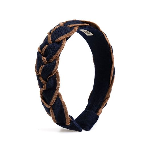 Waring Brooke Signature Plait Hairband Navy/Tan