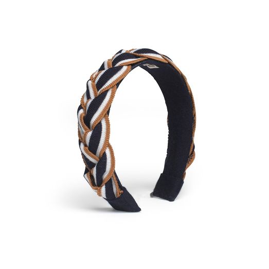 Waring Brooke Tri-Colour Plait Headband Navy/Tan/White