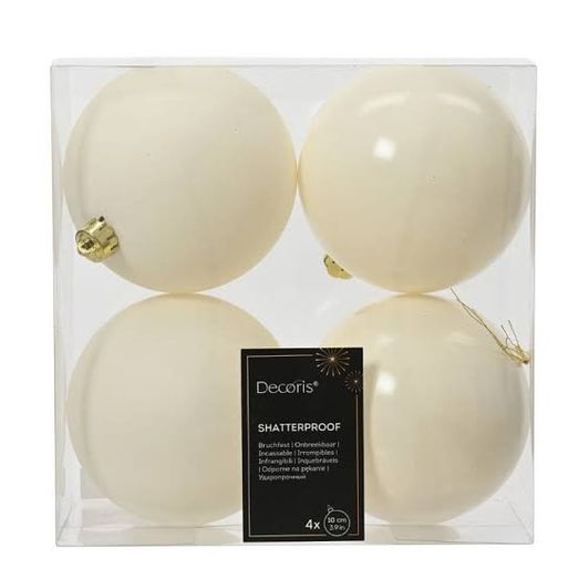 Shatterproof Baubles Wool White x4