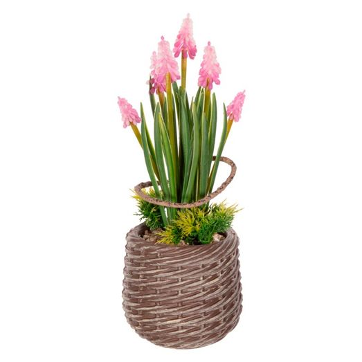 Premier Artificial Pink Hyacinth Eva Basket