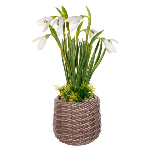 Premier Artificial Snowdrop Flower Eva Basket
