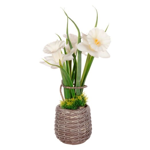 Premier Artificial White Daffodil Eva Basket