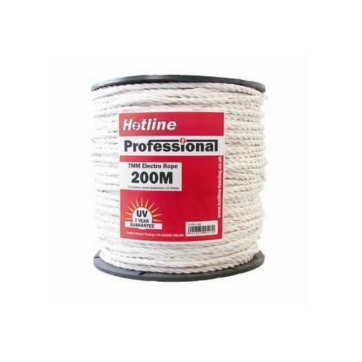 Hotline 7mm White Professional 9 Strand Rope - 200m